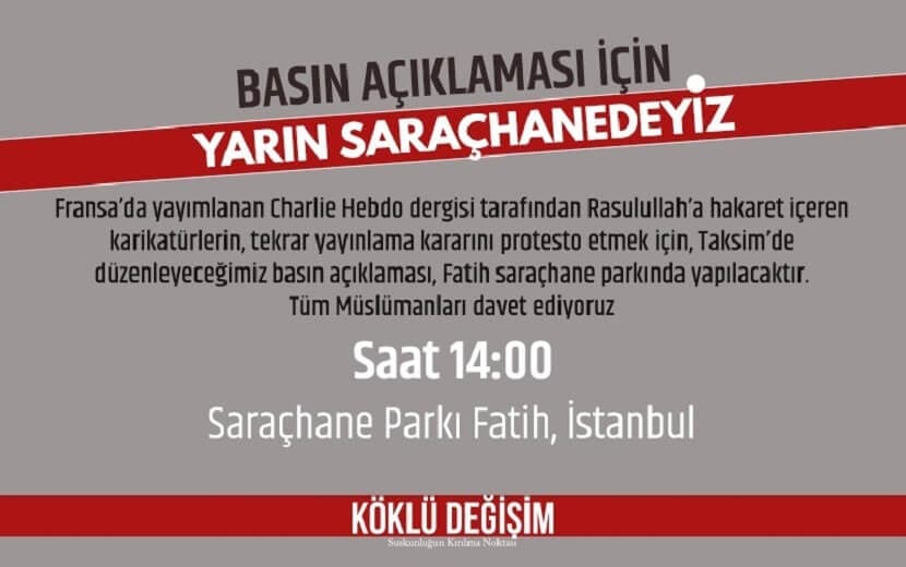 GÜNCELLENDİ: Fransa’yı Protesto Basın Açıklaması İçin Saraçhane Parkı’na Davet!